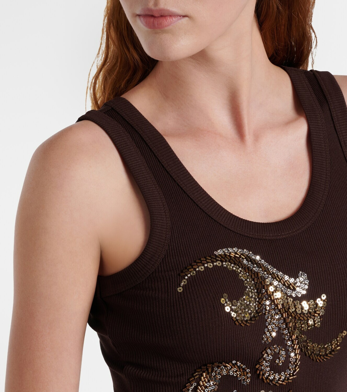 Xu Zhi Ribbed-knit sequined tank top