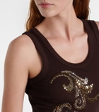 Xu Zhi Ribbed-knit sequined tank top