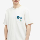 Monitaly Men's Pocket 3 Flower T-Shirt in White