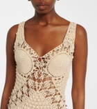 Rabanne Embellished crochet cotton midi dress