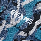 Beams Plus Men's Melange Camo Sock in Blue