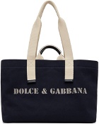 Dolce&Gabbana Navy Printed Drill Holdall Tote