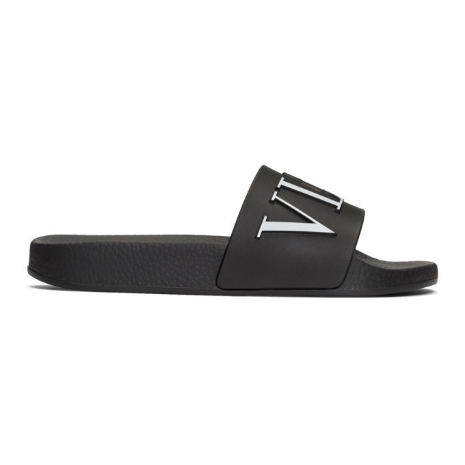 Valentino Black Valentino Garavani VLTN Slides