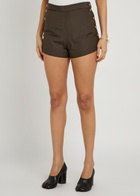 Vivienne Westwood Elle Button Detail Pinstripe Cotton Shorts Khaki