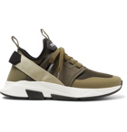TOM FORD - Jago Neoprene, Suede and Mesh Sneakers - Army green