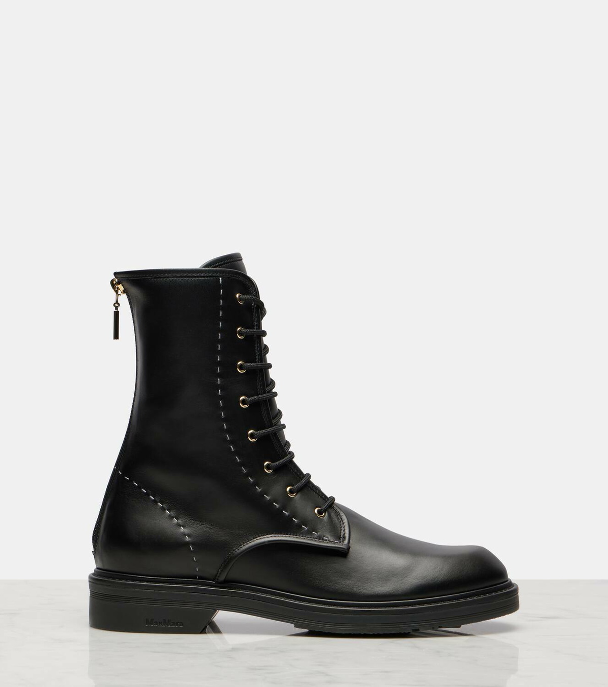 Max Mara Urbancombat leather combat boots