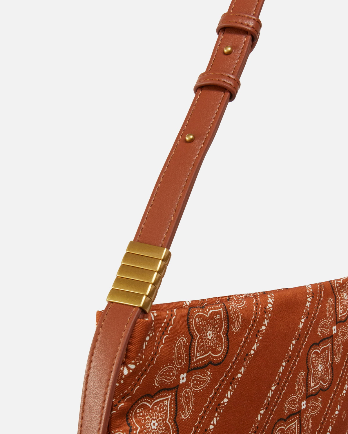 Pinko Medium Size Scarf Shoulder Bag In Bandana Print Fabric Arab Antique Gold
