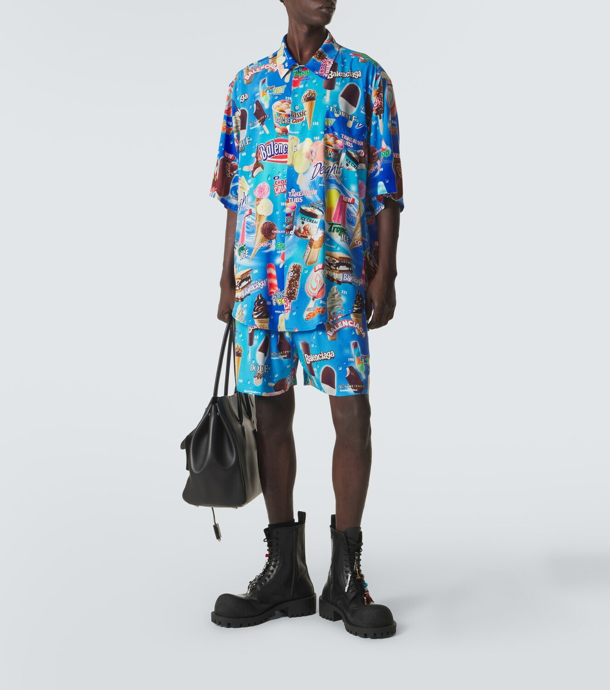 Balenciaga Printed satin shorts
