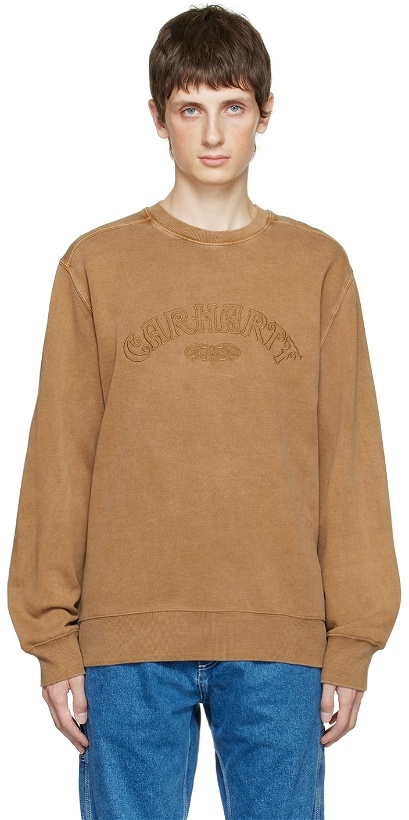 Photo: Carhartt Work In Progress Brown Garment-Dyed Sweatshirt