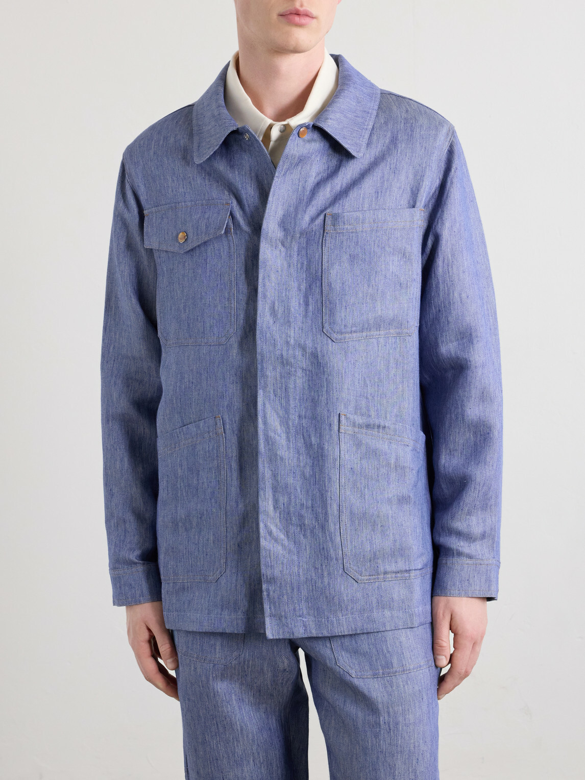 God's True Cashmere - Linen Blouson Jacket - Blue