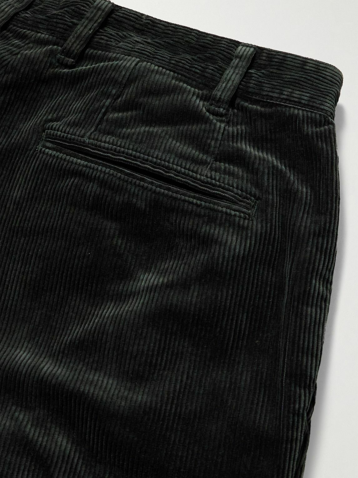Beams Plus - Cropped Pleated Cotton-Corduroy Trousers - Gray