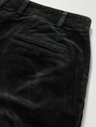 Beams Plus - Cropped Pleated Cotton-Corduroy Trousers - Gray
