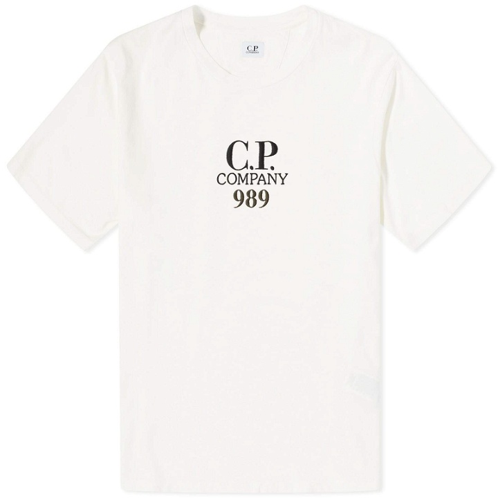 Photo: C.P. Company Men's Box Logo T-Shirt in Gauze White