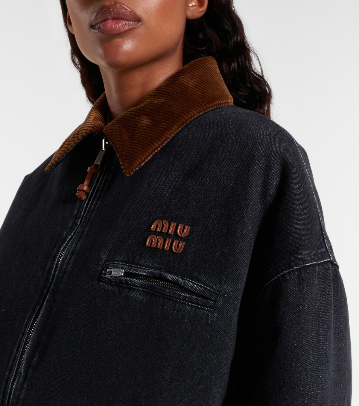 Miu Miu Shearling-trimmed denim jacket