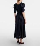 Dôen Ischia gathered polka-dot cotton midi dress
