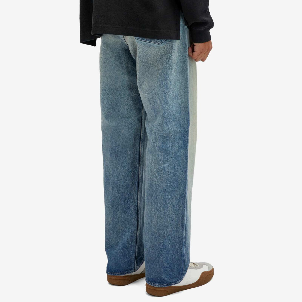 Auralee Men's Selvedge Faded Straight Leg Jeans in Faded Indigo