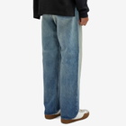 Auralee Men's Selvedge Faded Straight Leg Jeans in Faded Indigo