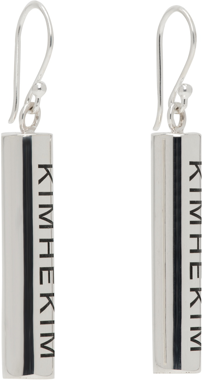 KIMHĒKIM Silver Logo Bullet Earrings