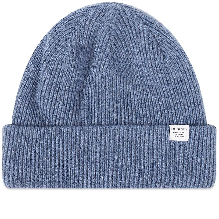 Photo: Norse Projects Men's Norse Beanie in Calcite Blue