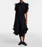 Noir Kei Ninomiya Tulle-trimmed cotton polo shirt
