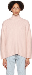 AURALEE Pink Brushed Turtleneck