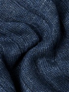 Brunello Cucinelli - Contrast-Tipped Linen and Cotton-Blend T-Shirt - Blue