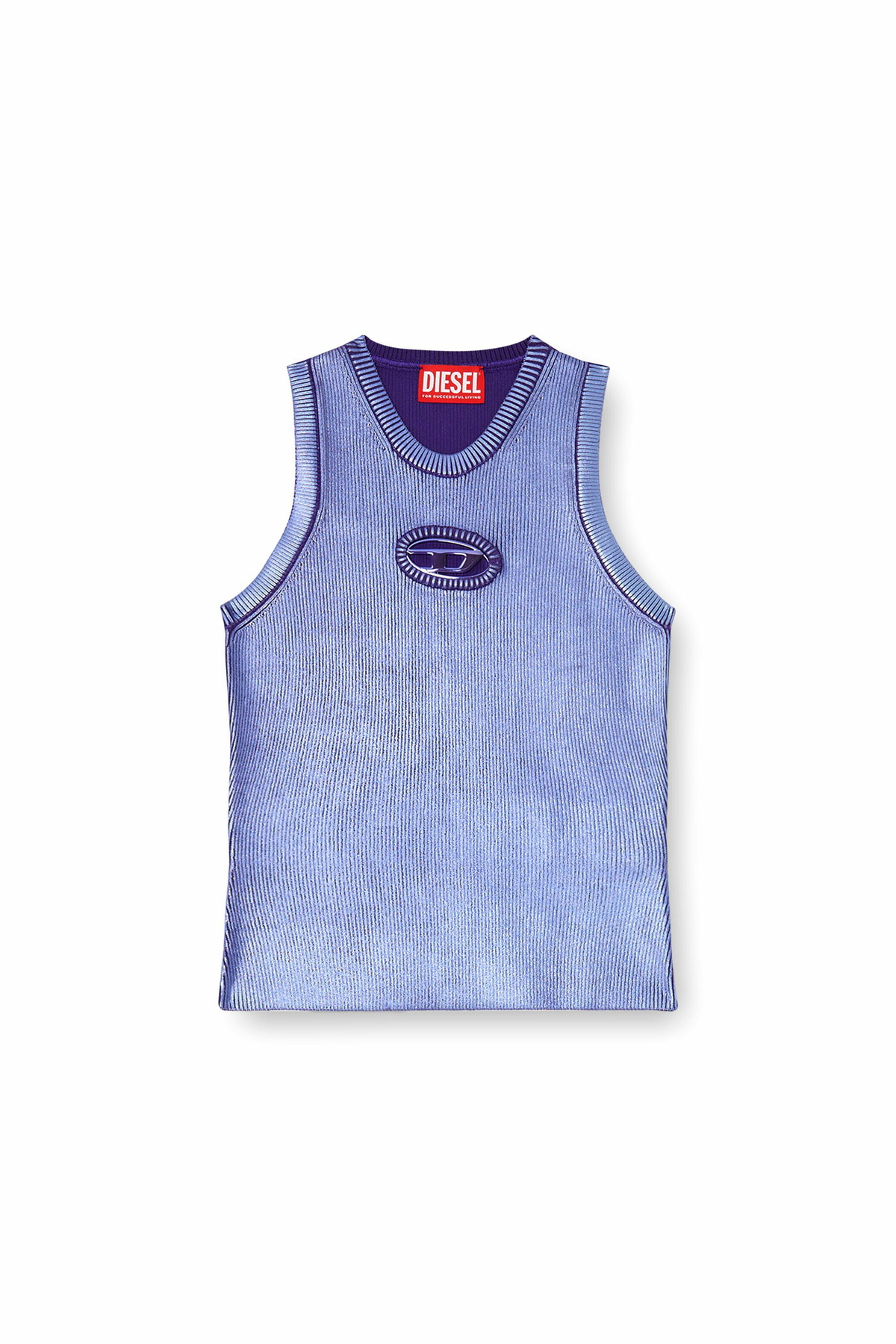 Diesel Tank top in metallic ribbed knit - Tops Womens in Violet Diesel