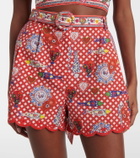 Camilla Printed scalloped cotton shorts