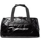 SAINT LAURENT - Metallic Logo-Print Glossed Nylon-Ripstop Holdall - Black