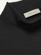 FEAR OF GOD ESSENTIALS - Logo-Flocked Cotton-Blend Jersey Mock-Neck Sweatshirt - Black