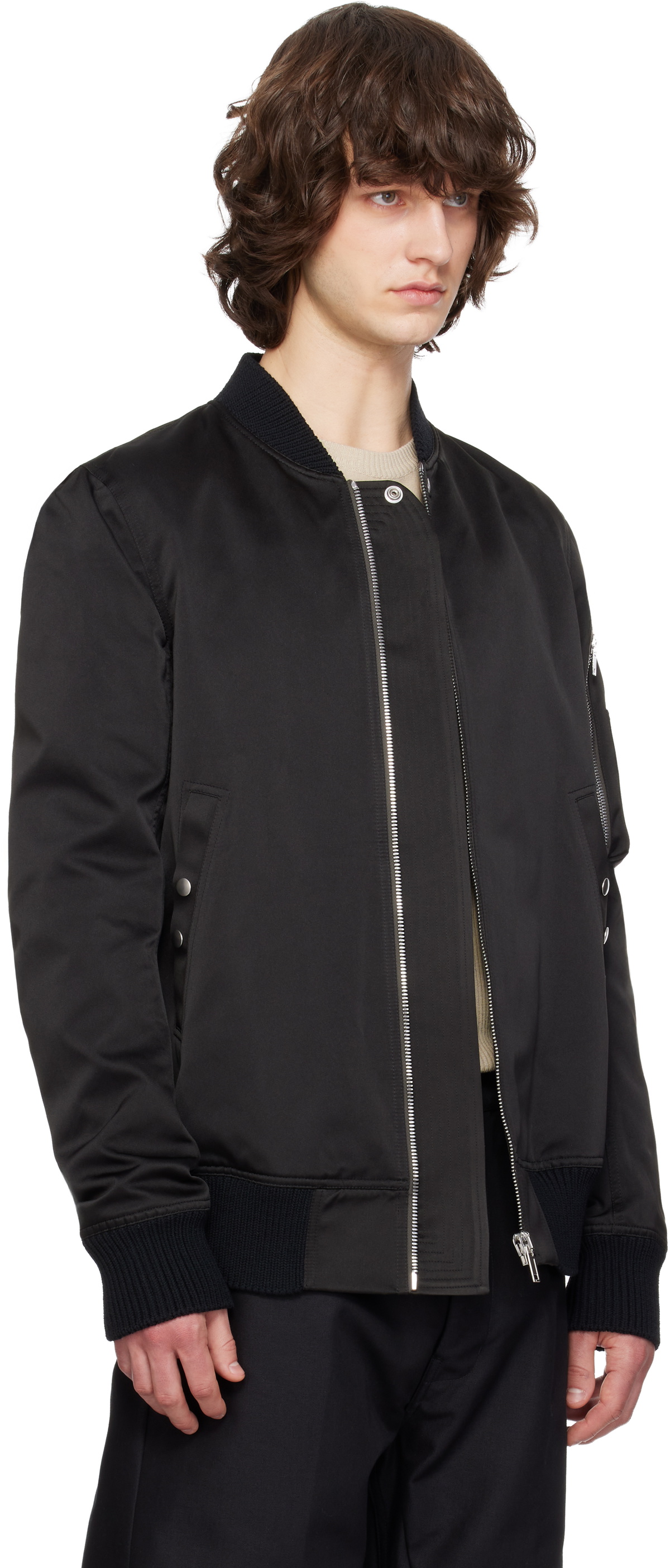 Rick Owens Black Temple Classic Flight Bomber Jacket