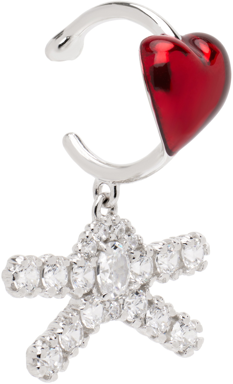 YUMIN × SHUSHU/TONG lip ring SHUSHU/TONG Silver & Red YVMIN Edition Enamel Heart Gem Bowknot