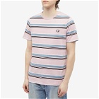 Fred Perry Authentic Men's Stripe T-Shirt in Chalky Pink