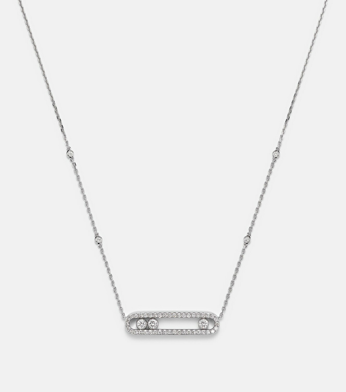 Messika Move 18kt white gold necklace with diamonds