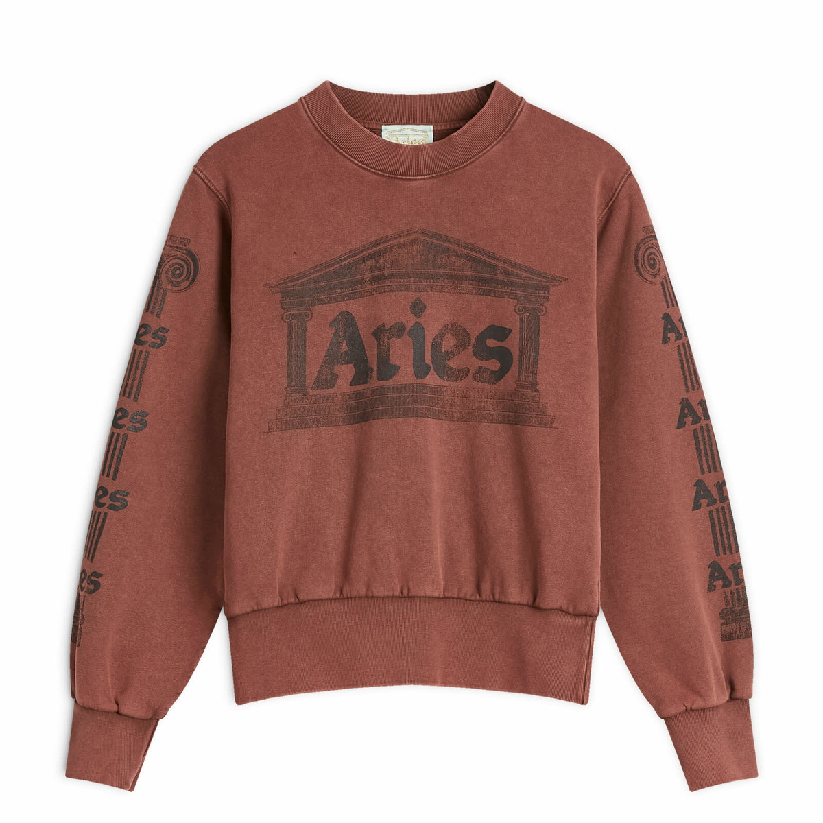 Aries Women's Baby Fit Aged Ancient Column Sweatshirt in Burgundy 