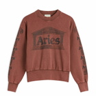 Aries Women's Baby Fit Aged Ancient Column Sweatshirt in Burgundy 