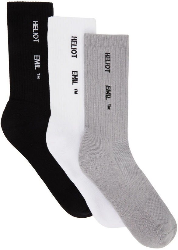 Photo: HELIOT EMIL Three-Pack Multicolor Logo Socks