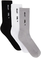 HELIOT EMIL Three-Pack Multicolor Logo Socks