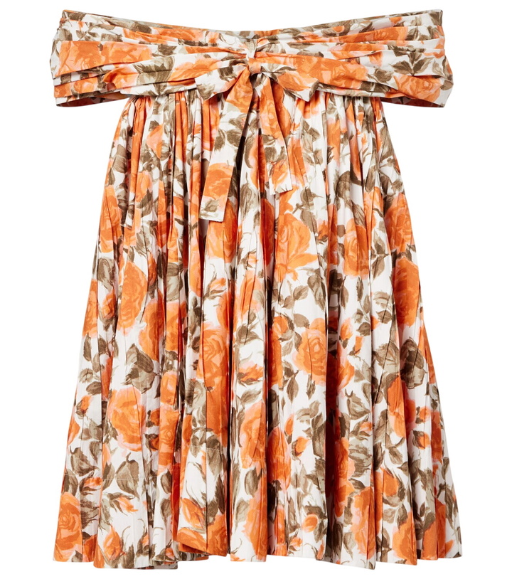Photo: Chloé Floral pleated cotton poplin minidress