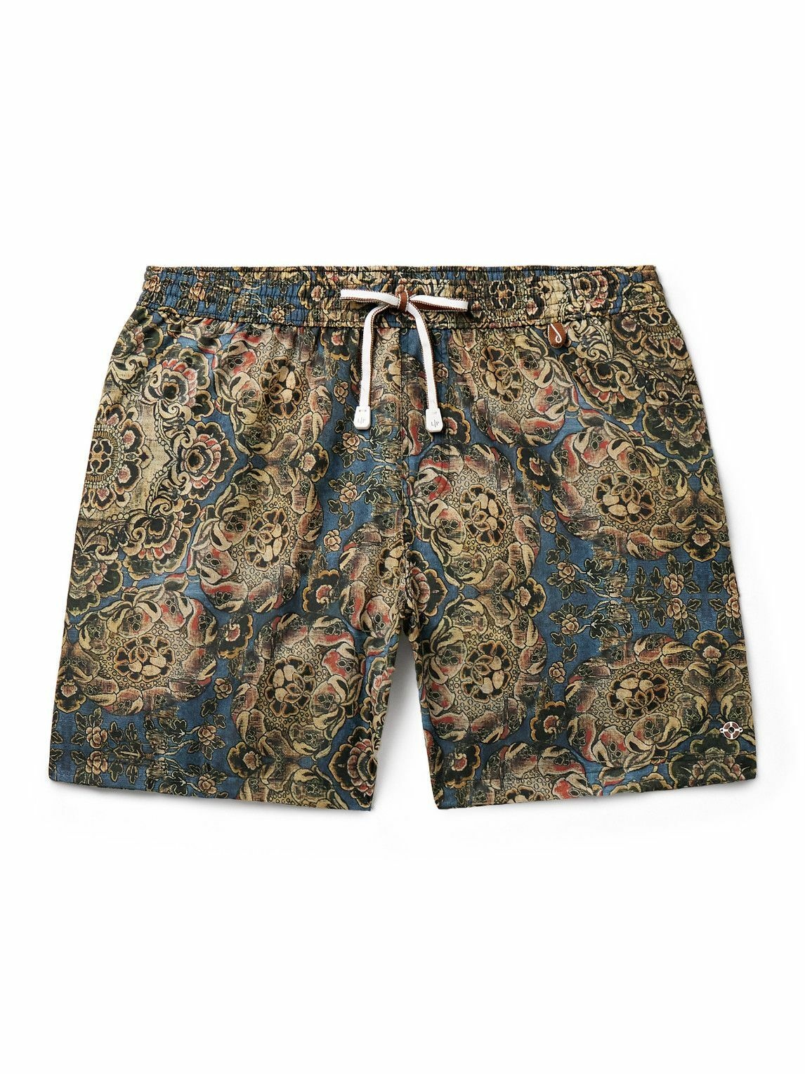 Photo: Loro Piana - Tapestry Bloom Straight-Leg Mid-Length Floral-Print Swim Shorts - Blue