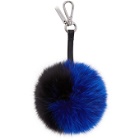 Fendi Black and Blue Fur Pom Pom Keychain