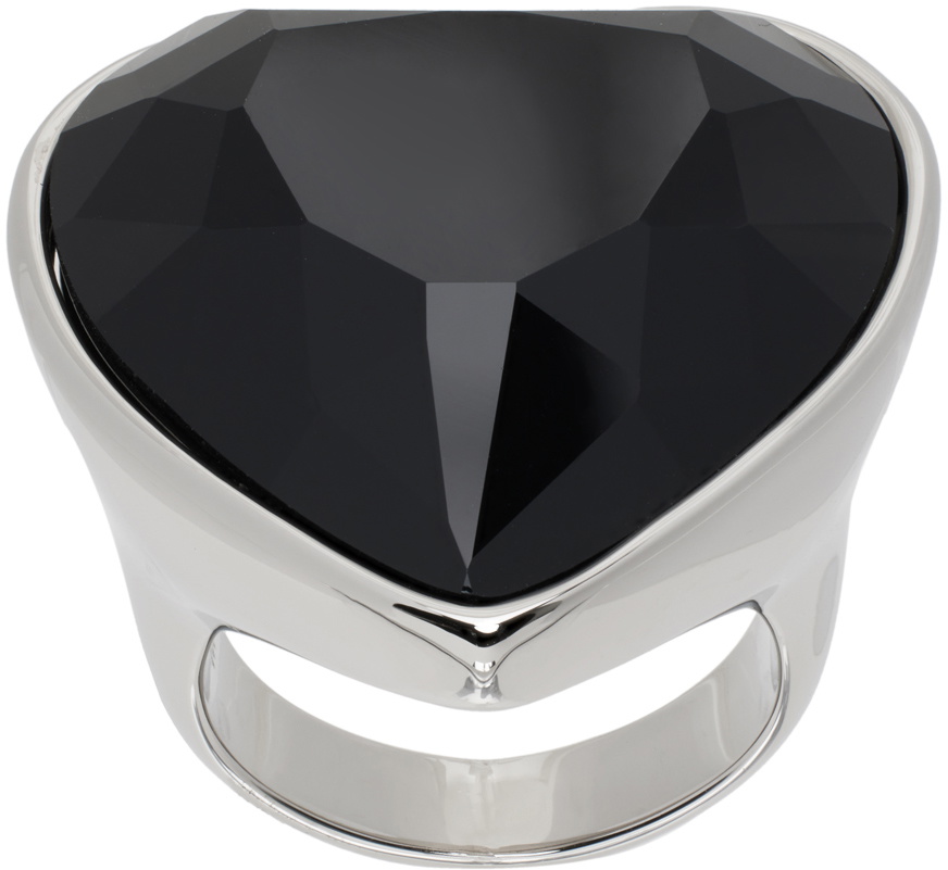 VETEMENTS Silver Crystal Heart Ring