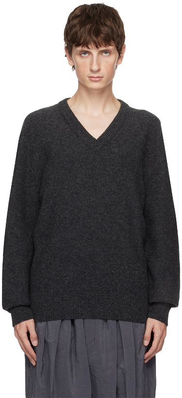 Photo: LEMAIRE Gray V-Neck Sweater