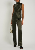Nanushka Colson Draped Satin top Dark Green