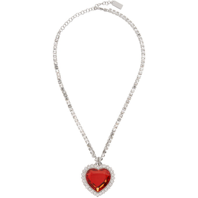 Photo: VETEMENTS Silver and Red Crystal Heart Necklace