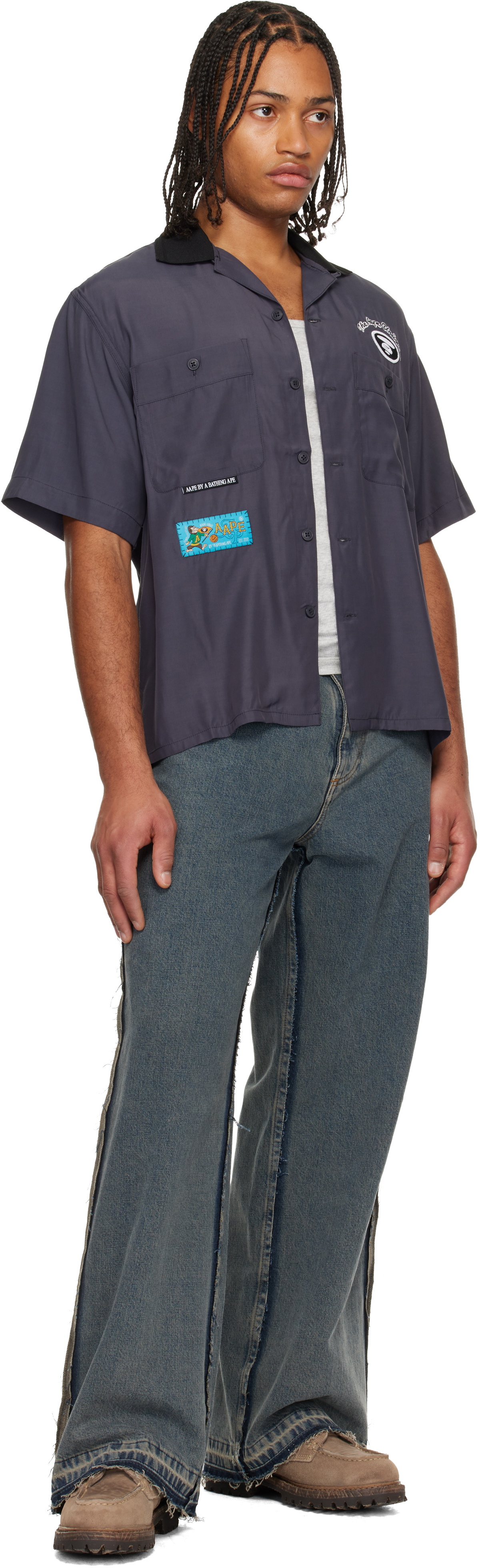 AAPE by A Bathing Ape Gray Main Short Sleeve Shirt