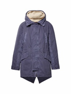 Yves Salomon - Shearling-Trimmed Cotton Hooded Parka with Detachable Down Lining - Blue