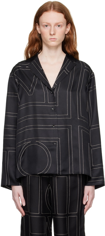 Photo: TOTEME Black Monogram Pyjama Shirt