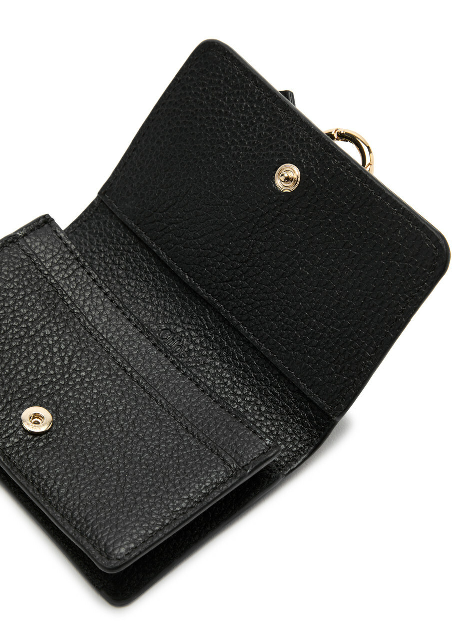 Chloe Alphabet Leather Card Holder - Black - One Size
