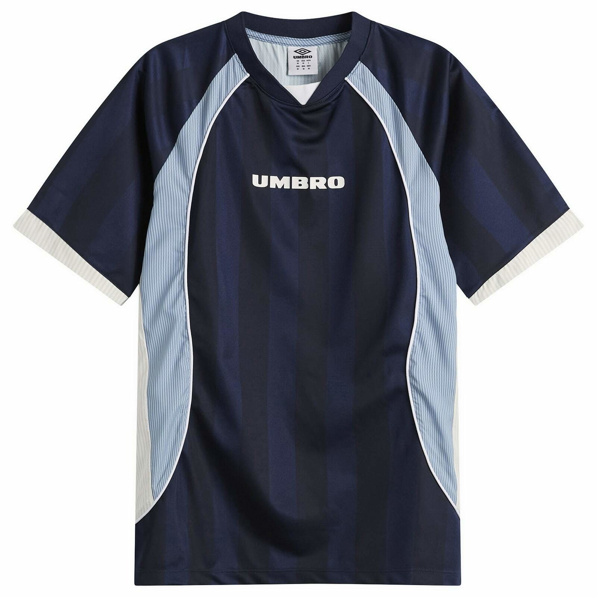 Umbro Men's Panelled Raglan Shirt in Baritone Blue/Brilliant White/Blue Fog